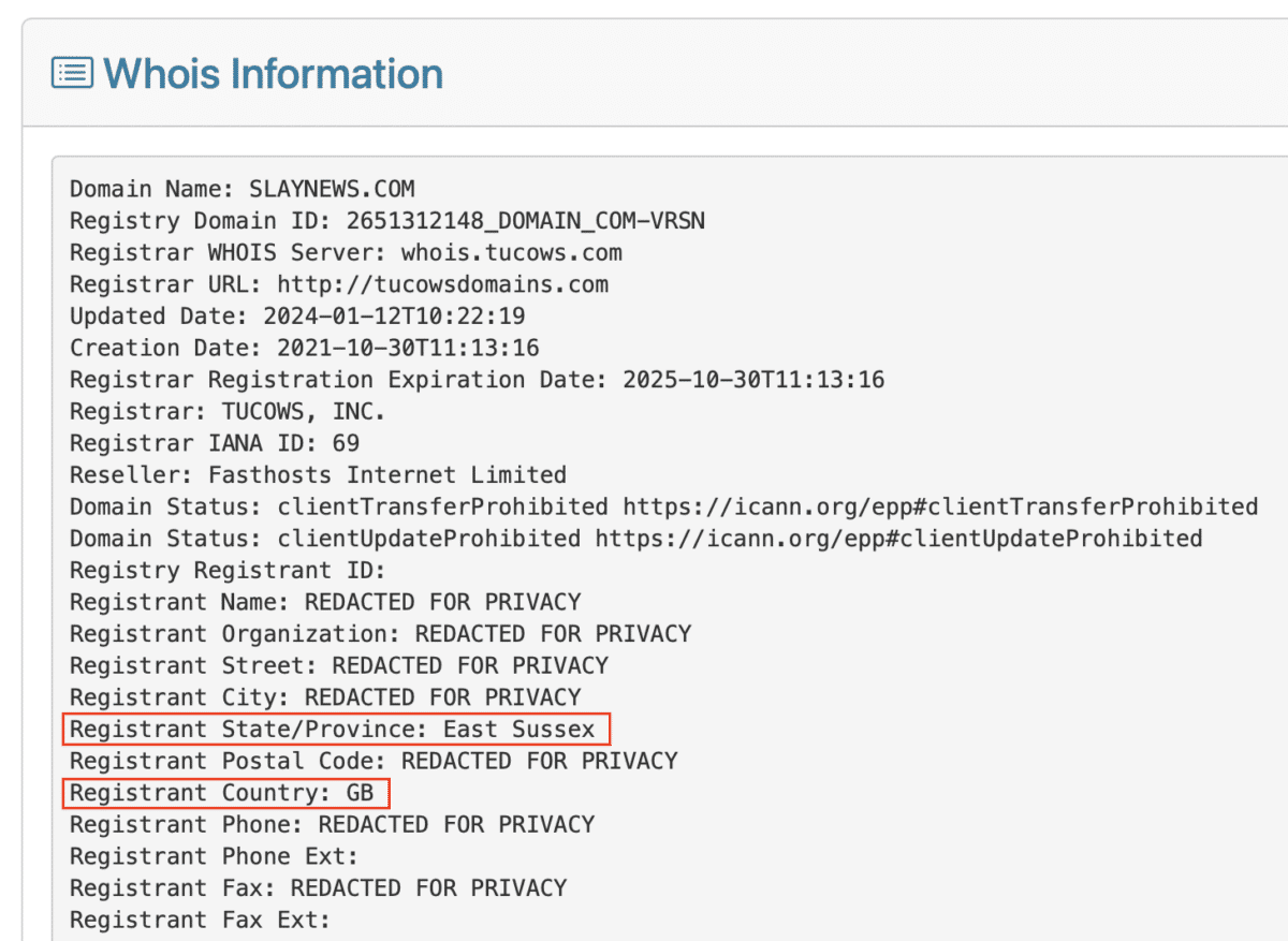 slay news whois East Sussex