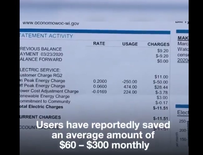 screenshot of electric bill in video