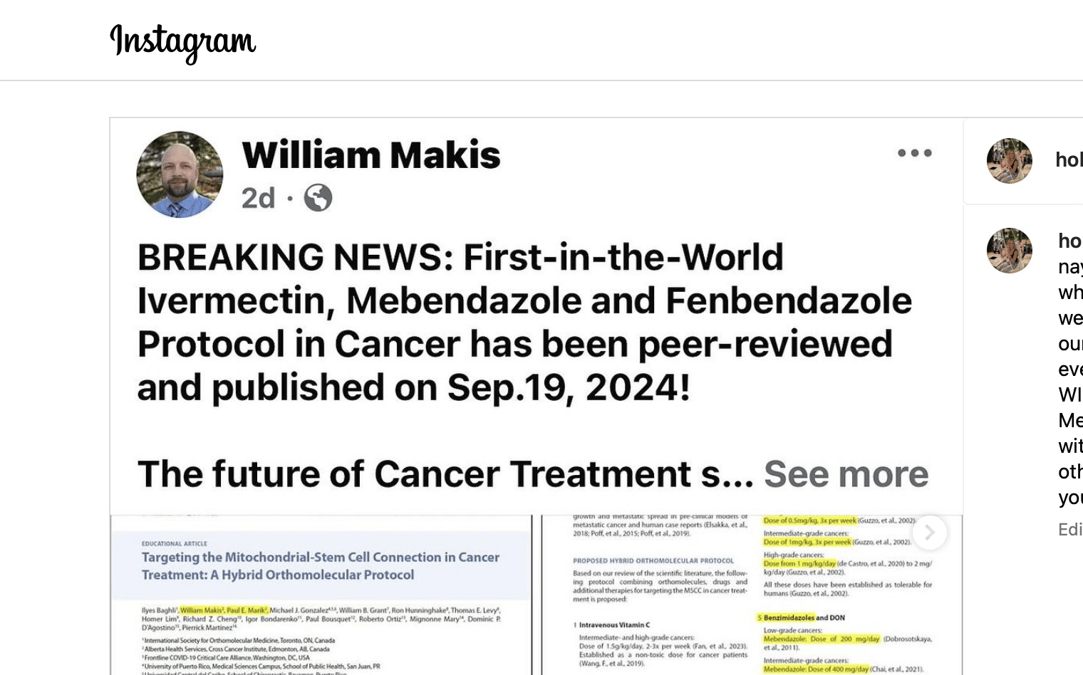 william makis ivermectin mebendazole cancer