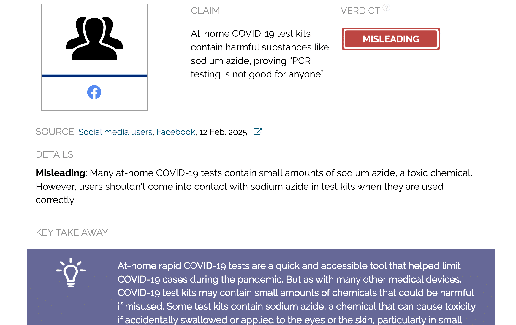 Sodium azide in some at-home rapid COVID-19 test kits only linked to