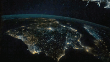 A satellite image of the Iberian peninsula on a night when the electricity is functional.